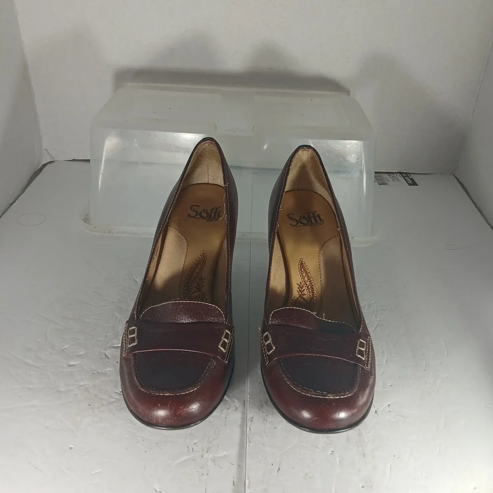 Sofft Leather Loafer Pumps 6.5M Brown Dark Academia Officecore Heels